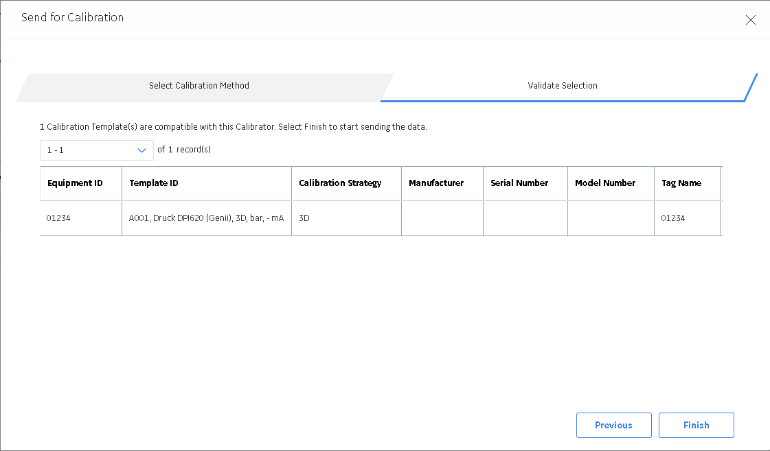 Validate Selection section